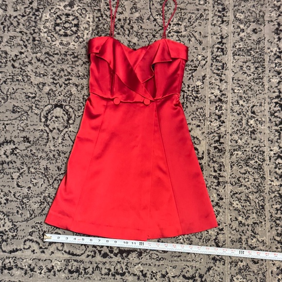Elegant Red Satin Mini Dress - Picture 8 of 13